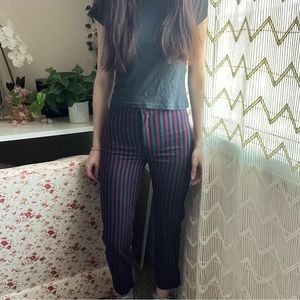 Brandy Melville Red Gray Striped Pants One Size